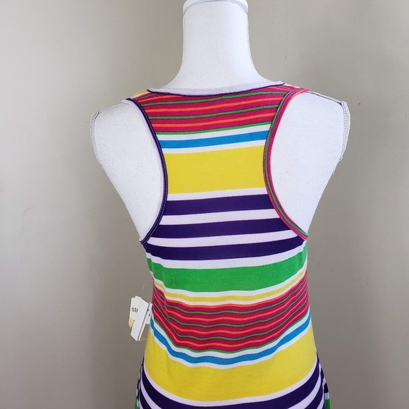 Feathers Colorful Racer Back Long Slug Dress Size Large - Picture 8 of 12